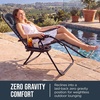 image:imageBest Choice Products Padded Zero Gravity Chair with Side Tray Adjustable Headrest Folding Outdoor Recliner WeatherResistant Oxford Fabric Supports 350 lbs  Peacock BlueGrey