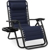 image:imageBest Choice Products Padded Zero Gravity Chair with Side Tray Adjustable Headrest Folding Outdoor Recliner WeatherResistant Oxford Fabric Supports 350 lbs  Peacock BlueNavy Blue