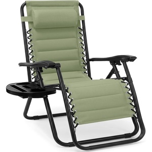image:imageBest Choice Products Padded Zero Gravity Chair with Side Tray Adjustable Headrest Folding Outdoor Recliner WeatherResistant Oxford Fabric Supports 350 lbs  Peacock BlueSage Green