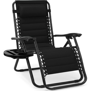 image:imageBest Choice Products Padded Zero Gravity Chair with Side Tray Adjustable Headrest Folding Outdoor Recliner WeatherResistant Oxford Fabric Supports 350 lbs  Peacock BlueBlack