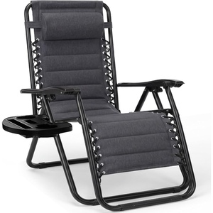 image:imageBest Choice Products Padded Zero Gravity Chair with Side Tray Adjustable Headrest Folding Outdoor Recliner WeatherResistant Oxford Fabric Supports 350 lbs  Peacock BlueGrey