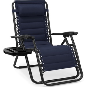 image:imageBest Choice Products Padded Zero Gravity Chair with Side Tray Adjustable Headrest Folding Outdoor Recliner WeatherResistant Oxford Fabric Supports 350 lbs  Peacock BlueNavy Blue