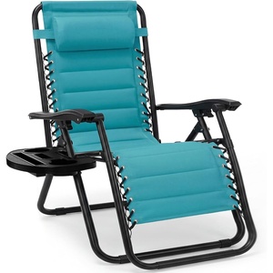 image:imageBest Choice Products Padded Zero Gravity Chair with Side Tray Adjustable Headrest Folding Outdoor Recliner WeatherResistant Oxford Fabric Supports 350 lbs  Peacock BluePeacock Blue