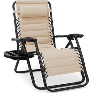 image:imageBest Choice Products Padded Zero Gravity Chair with Side Tray Adjustable Headrest Folding Outdoor Recliner WeatherResistant Oxford Fabric Supports 350 lbs  Peacock BlueSand