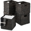 image:imageBest Choice Products 105x105in Pack of 5 Cube Storage Baskets Water Hyacinth Multipurpose Collapsible Organizers Handwoven Laundry Totes for Laundry Living Room Kids Room amp Nursery  ChestnutBlack