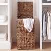 image:imageBest Choice Products Small Laundry Hamper with Lid Natural Handwoven Hyacinth Laundry Basket WRemoveable amp Washable Liner Bag Portable Handles 18 Gallon 67 liters  NaturalChestnut