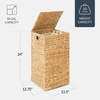 image:imageBest Choice Products Small Laundry Hamper with Lid Natural Handwoven Hyacinth Laundry Basket WRemoveable amp Washable Liner Bag Portable Handles 18 Gallon 67 liters  NaturalNatural