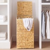 image:imageBest Choice Products Small Laundry Hamper with Lid Natural Handwoven Hyacinth Laundry Basket WRemoveable amp Washable Liner Bag Portable Handles 18 Gallon 67 liters  NaturalNatural