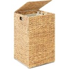 image:imageBest Choice Products Small Laundry Hamper with Lid Natural Handwoven Hyacinth Laundry Basket WRemoveable amp Washable Liner Bag Portable Handles 18 Gallon 67 liters  NaturalNatural
