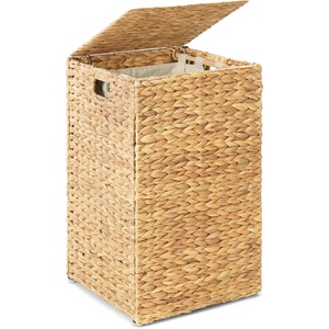 image:imageBest Choice Products Small Laundry Hamper with Lid Natural Handwoven Hyacinth Laundry Basket WRemoveable amp Washable Liner Bag Portable Handles 18 Gallon 67 liters  NaturalNatural