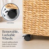 image:imageBest Choice Products Medium Laundry Hamper WLockable Rolling Wheels Natural Handwoven Hyacinth Laundry Basket WRemoveable amp Washable Liner Bag amp Handles Portable 24 Gallon 90L  ChestnutNatural