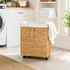image:imageBest Choice Products Medium Laundry Hamper WLockable Rolling Wheels Natural Handwoven Hyacinth Laundry Basket WRemoveable amp Washable Liner Bag amp Handles Portable 24 Gallon 90L  ChestnutNatural