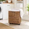 image:imageBest Choice Products Medium Laundry Hamper WLockable Rolling Wheels Natural Handwoven Hyacinth Laundry Basket WRemoveable amp Washable Liner Bag amp Handles Portable 24 Gallon 90L  ChestnutChestnut