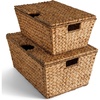 image:imageBest Choice Products Set of 2 XLarge amp Medium Woven Storage Baskets WLids Hyacinth Nesting Bins Handwoven Organizer Baskets WHandles for Bedroom Living Room Laundry Room Or Office  NaturalChestnut