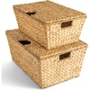 image:imageBest Choice Products Set of 2 XLarge amp Medium Woven Storage Baskets WLids Hyacinth Nesting Bins Handwoven Organizer Baskets WHandles for Bedroom Living Room Laundry Room Or Office  NaturalNatural