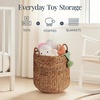 image:imageBest Choice Products Round Storage Basket wHandles Handwoven Water Hyacinth Plant Holder Storage Organizer Tote Bin for Bedroom Living Room Bathroom  ChestnutChestnut