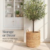 image:imageBest Choice Products Round Storage Basket wHandles Handwoven Water Hyacinth Plant Holder Storage Organizer Tote Bin for Bedroom Living Room Bathroom  ChestnutNatural