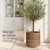 image:imageBest Choice Products Round Storage Basket wHandles Handwoven Water Hyacinth Plant Holder Storage Organizer Tote Bin for Bedroom Living Room Bathroom  ChestnutChestnut