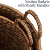 image:imageBest Choice Products Round Storage Basket wHandles Handwoven Water Hyacinth Plant Holder Storage Organizer Tote Bin for Bedroom Living Room Bathroom  ChestnutChestnut