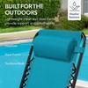image:imageBest Choice Products Padded Folding Zero Gravity Rocking Chair with Adjustable Headrest Outdoor Camping Chair WeatherResistant Fabric Steel Frame  BlackPeacock Blue