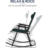 image:imageBest Choice Products Padded Folding Zero Gravity Rocking Chair with Adjustable Headrest Outdoor Camping Chair WeatherResistant Fabric Steel Frame  BlackForest Green