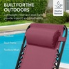 image:imageBest Choice Products Padded Folding Zero Gravity Rocking Chair with Adjustable Headrest Outdoor Camping Chair WeatherResistant Fabric Steel Frame  BlackBurgundy
