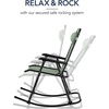 image:imageBest Choice Products Padded Folding Zero Gravity Rocking Chair with Adjustable Headrest Outdoor Camping Chair WeatherResistant Fabric Steel Frame  BlackSage Green