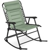 image:imageBest Choice Products Padded Folding Zero Gravity Rocking Chair with Adjustable Headrest Outdoor Camping Chair WeatherResistant Fabric Steel Frame  BlackSage Green