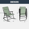 image:imageBest Choice Products Padded Folding Zero Gravity Rocking Chair with Adjustable Headrest Outdoor Camping Chair WeatherResistant Fabric Steel Frame  BlackSage Green