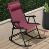 image:imageBest Choice Products Padded Folding Zero Gravity Rocking Chair with Adjustable Headrest Outdoor Camping Chair WeatherResistant Fabric Steel Frame  BlackBurgundy