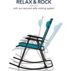 image:imageBest Choice Products Padded Folding Zero Gravity Rocking Chair with Adjustable Headrest Outdoor Camping Chair WeatherResistant Fabric Steel Frame  BlackPeacock Blue