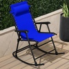 image:imageBest Choice Products Padded Folding Zero Gravity Rocking Chair with Adjustable Headrest Outdoor Camping Chair WeatherResistant Fabric Steel Frame  BlackCobalt Blue