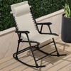 image:imageBest Choice Products Padded Folding Zero Gravity Rocking Chair with Adjustable Headrest Outdoor Camping Chair WeatherResistant Fabric Steel Frame  BlackIvory