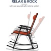 image:imageBest Choice Products Padded Folding Zero Gravity Rocking Chair with Adjustable Headrest Outdoor Camping Chair WeatherResistant Fabric Steel Frame  BlackBurnt Orange