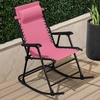 image:imageBest Choice Products Padded Folding Zero Gravity Rocking Chair with Adjustable Headrest Outdoor Camping Chair WeatherResistant Fabric Steel Frame  BlackPink