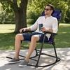 image:imageBest Choice Products Padded Folding Zero Gravity Rocking Chair with Adjustable Headrest Outdoor Camping Chair WeatherResistant Fabric Steel Frame  BlackNavy