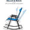 image:imageBest Choice Products Padded Folding Zero Gravity Rocking Chair with Adjustable Headrest Outdoor Camping Chair WeatherResistant Fabric Steel Frame  BlackAqua Blue