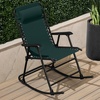 image:imageBest Choice Products Padded Folding Zero Gravity Rocking Chair with Adjustable Headrest Outdoor Camping Chair WeatherResistant Fabric Steel Frame  BlackForest Green