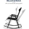 image:imageBest Choice Products Padded Folding Zero Gravity Rocking Chair with Adjustable Headrest Outdoor Camping Chair WeatherResistant Fabric Steel Frame  BlackBlack
