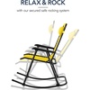 image:imageBest Choice Products Padded Folding Zero Gravity Rocking Chair with Adjustable Headrest Outdoor Camping Chair WeatherResistant Fabric Steel Frame  BlackSunflower Yellow