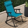 image:imageBest Choice Products Padded Folding Zero Gravity Rocking Chair with Adjustable Headrest Outdoor Camping Chair WeatherResistant Fabric Steel Frame  BlackPeacock Blue