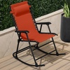image:imageBest Choice Products Padded Folding Zero Gravity Rocking Chair with Adjustable Headrest Outdoor Camping Chair WeatherResistant Fabric Steel Frame  BlackBurnt Orange