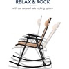 image:imageBest Choice Products Padded Folding Zero Gravity Rocking Chair with Adjustable Headrest Outdoor Camping Chair WeatherResistant Fabric Steel Frame  BlackBeige