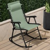 image:imageBest Choice Products Padded Folding Zero Gravity Rocking Chair with Adjustable Headrest Outdoor Camping Chair WeatherResistant Fabric Steel Frame  BlackSage Green