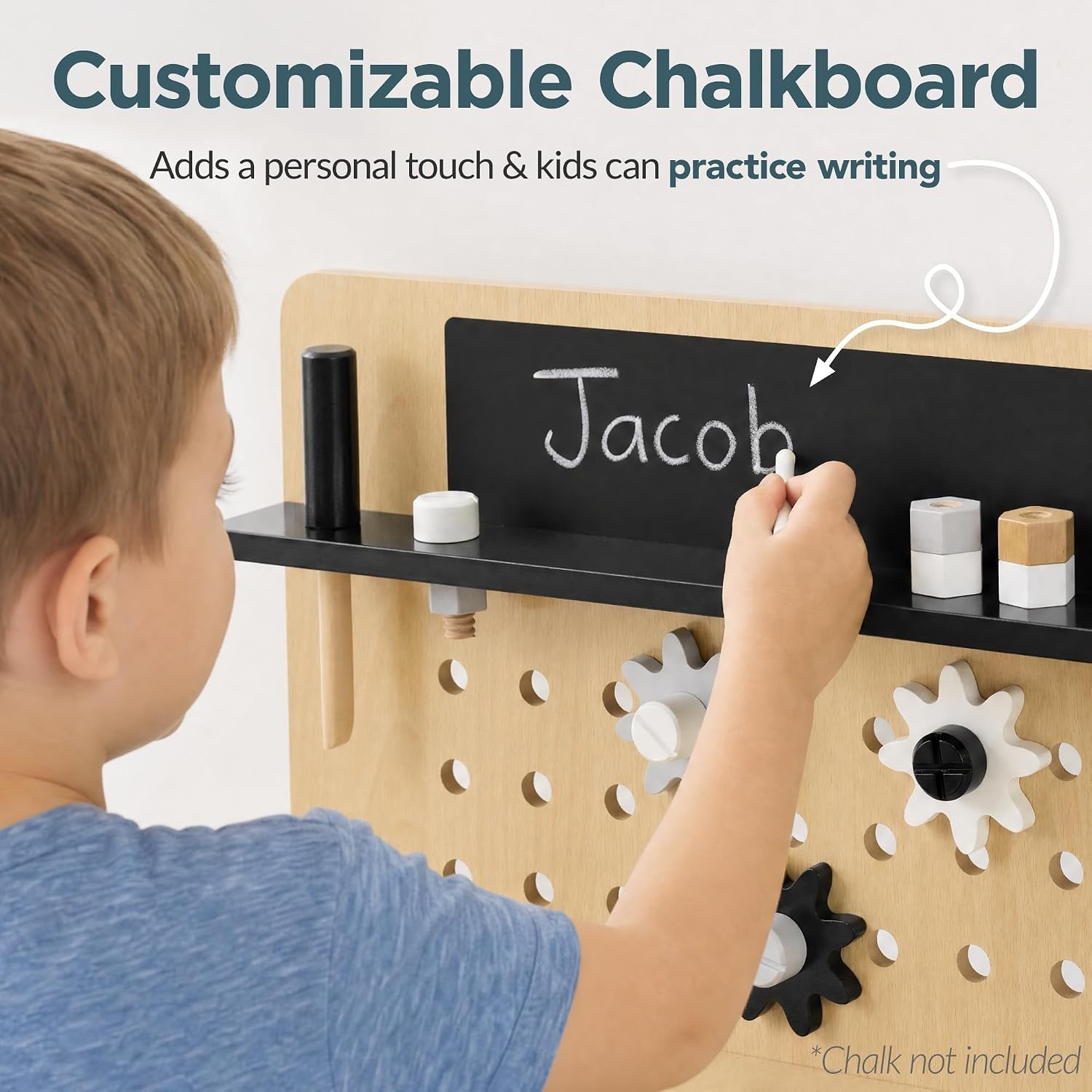 image:imageBest Choice Products Wooden Kids Workbench with BatteryPowered Drill amp Tool Set Construction Toy for Toddlers Ages 35 Pretend Play Workshop with Chalkboard Storage Pegboard amp Accessories
