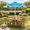 image:imageBest Choice Products 75ft Fringe Market Patio Umbrella  Outdoor Boho Tassel Sunshade for Table Pool Deck Backyard  UPF50 Easy Tilt Heavy Duty Steel Pole amp Ribs  WhiteSky Blue