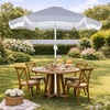 image:imageBest Choice Products 75ft Fringe Market Patio Umbrella  Outdoor Boho Tassel Sunshade for Table Pool Deck Backyard  UPF50 Easy Tilt Heavy Duty Steel Pole amp Ribs  WhiteNavy Pinstripe