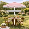 image:imageBest Choice Products 75ft Fringe Market Patio Umbrella  Outdoor Boho Tassel Sunshade for Table Pool Deck Backyard  UPF50 Easy Tilt Heavy Duty Steel Pole amp Ribs  WhitePink