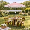 image:imageBest Choice Products 75ft Fringe Market Patio Umbrella  Outdoor Boho Tassel Sunshade for Table Pool Deck Backyard  UPF50 Easy Tilt Heavy Duty Steel Pole amp Ribs  WhitePink