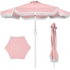 image:imageBest Choice Products 75ft Fringe Market Patio Umbrella  Outdoor Boho Tassel Sunshade for Table Pool Deck Backyard  UPF50 Easy Tilt Heavy Duty Steel Pole amp Ribs  WhitePink